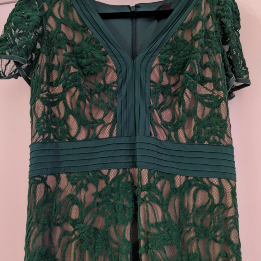 Tadashi Shoji CLOELIA LACE GOWN - PETITE 14 Forest Green